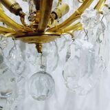 12-light bronze and crystal cage chandelier