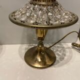 Lampes de table vintage en laiton cristal, années 1960, Ensemble de 2