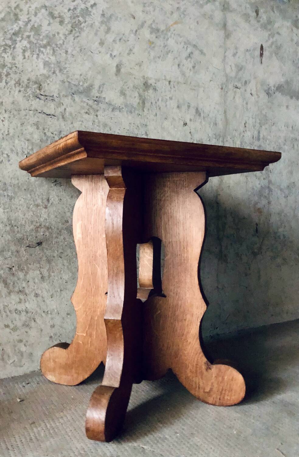Brutalist oak side table