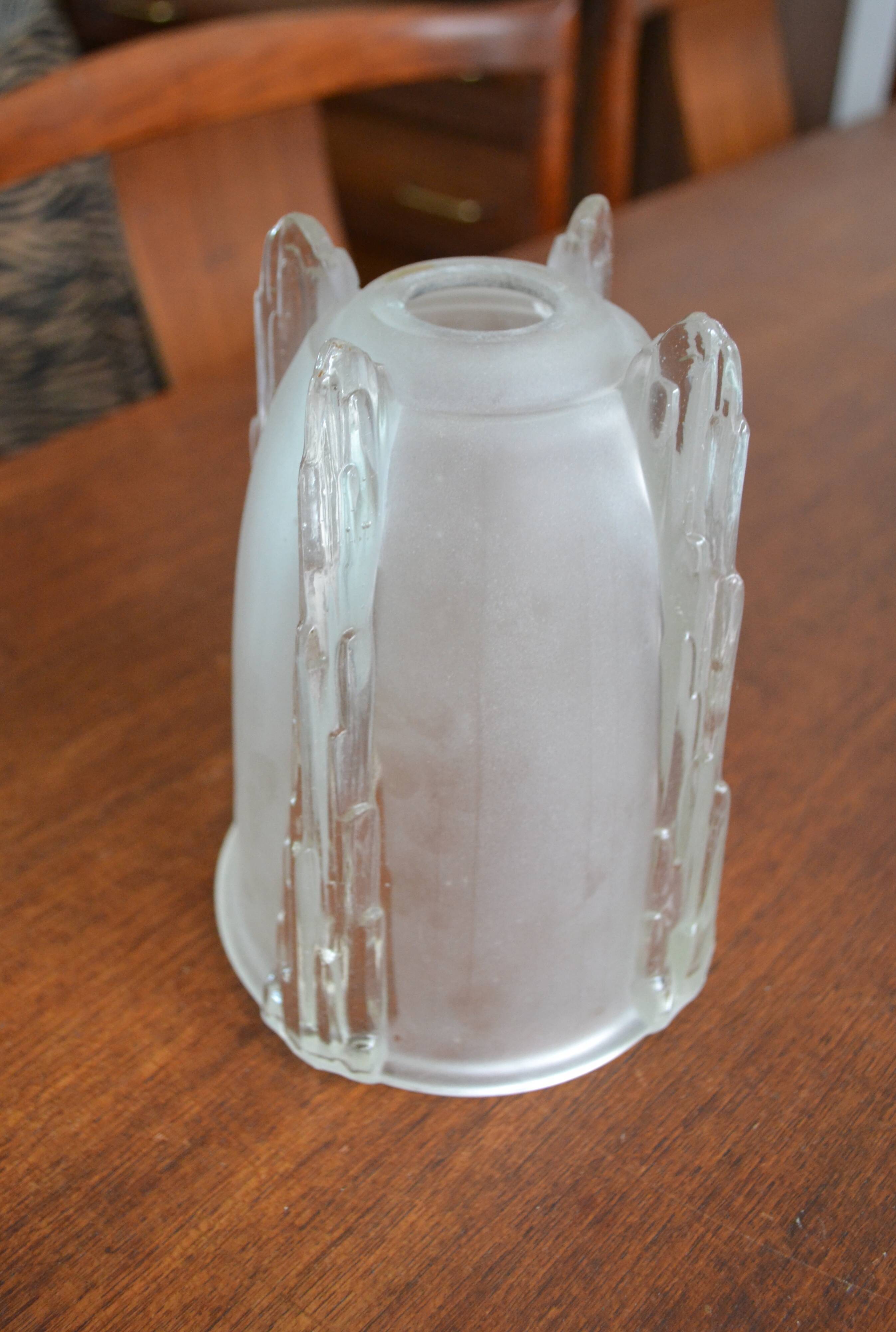 Tulipe art déco verre opalescent de EJC Ezan modèle stalactites