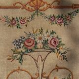 Wooden and embroidered fabric fireplace screen 94X62