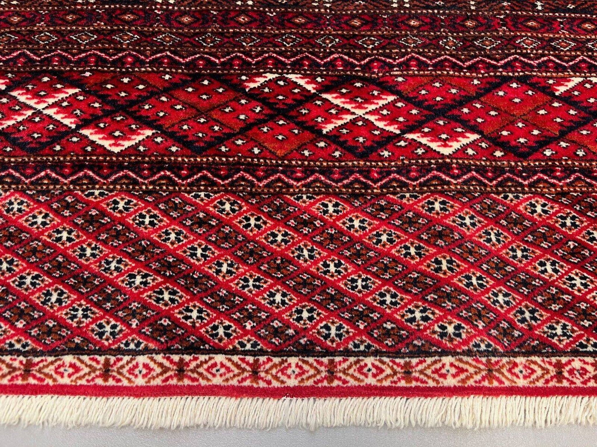 Antique Turkmen Tekke main carpet, 302x245 cm Turkoman Bokhara red black 2504
