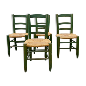 Lot de 4 chaises paillées design