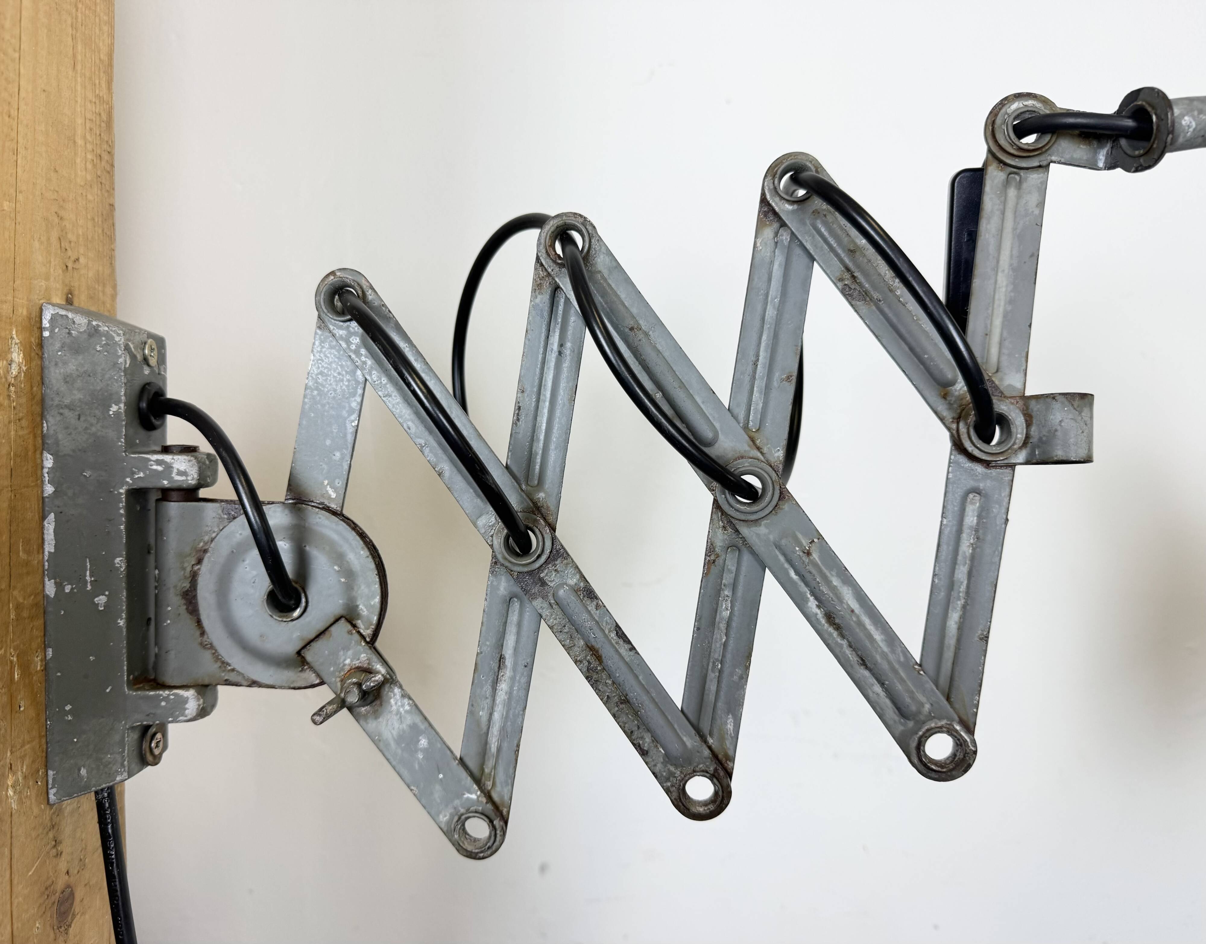 Grey Industrial Gooseneck Scissor Wall Lamp from Elektroinstala, 1960s