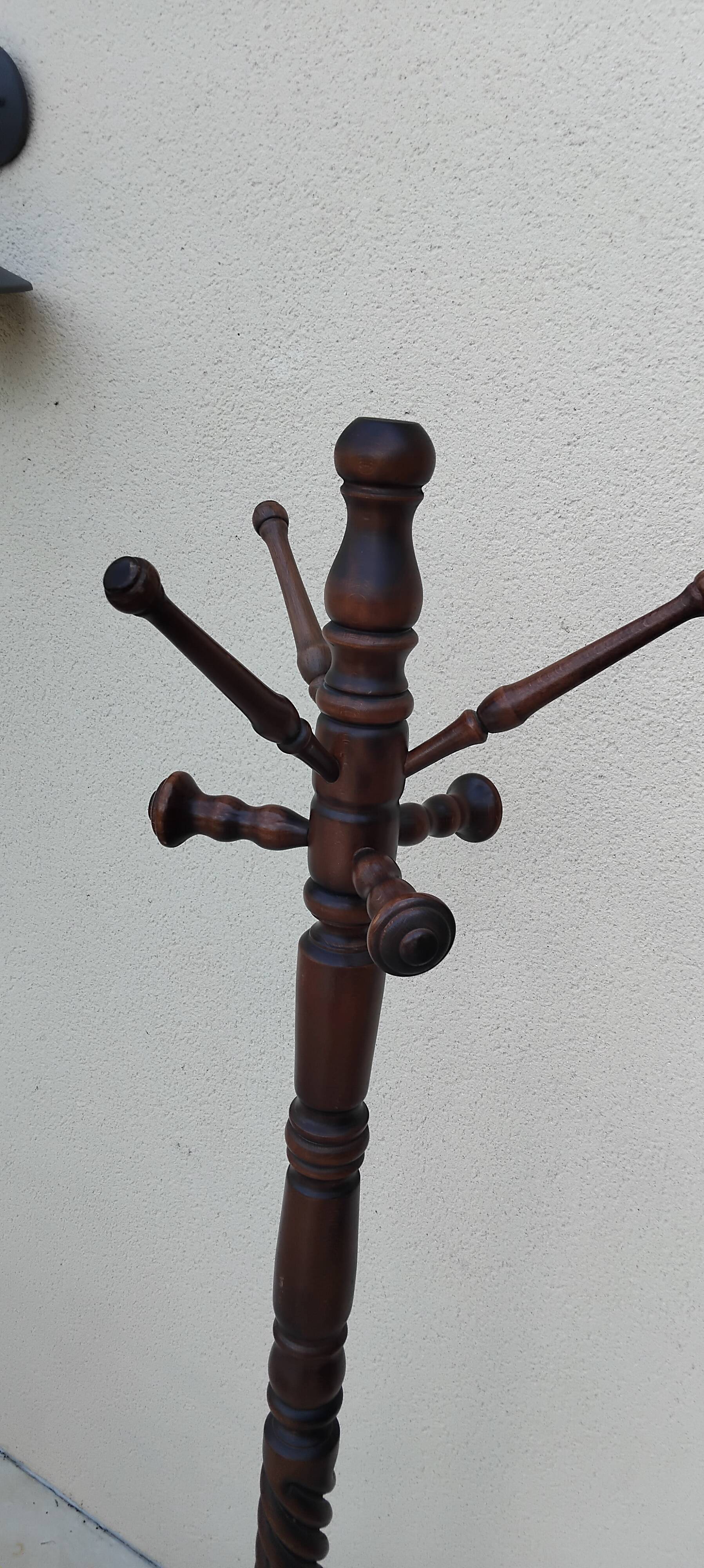 Vintage wooden coat rack parrot antique
