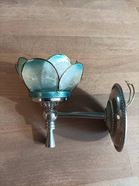 Wall lamp Lotus flower petal mother-of-pearl patinated chrome metal base dp 1123672