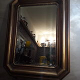 Mirror exotic wood patinated gold 1970