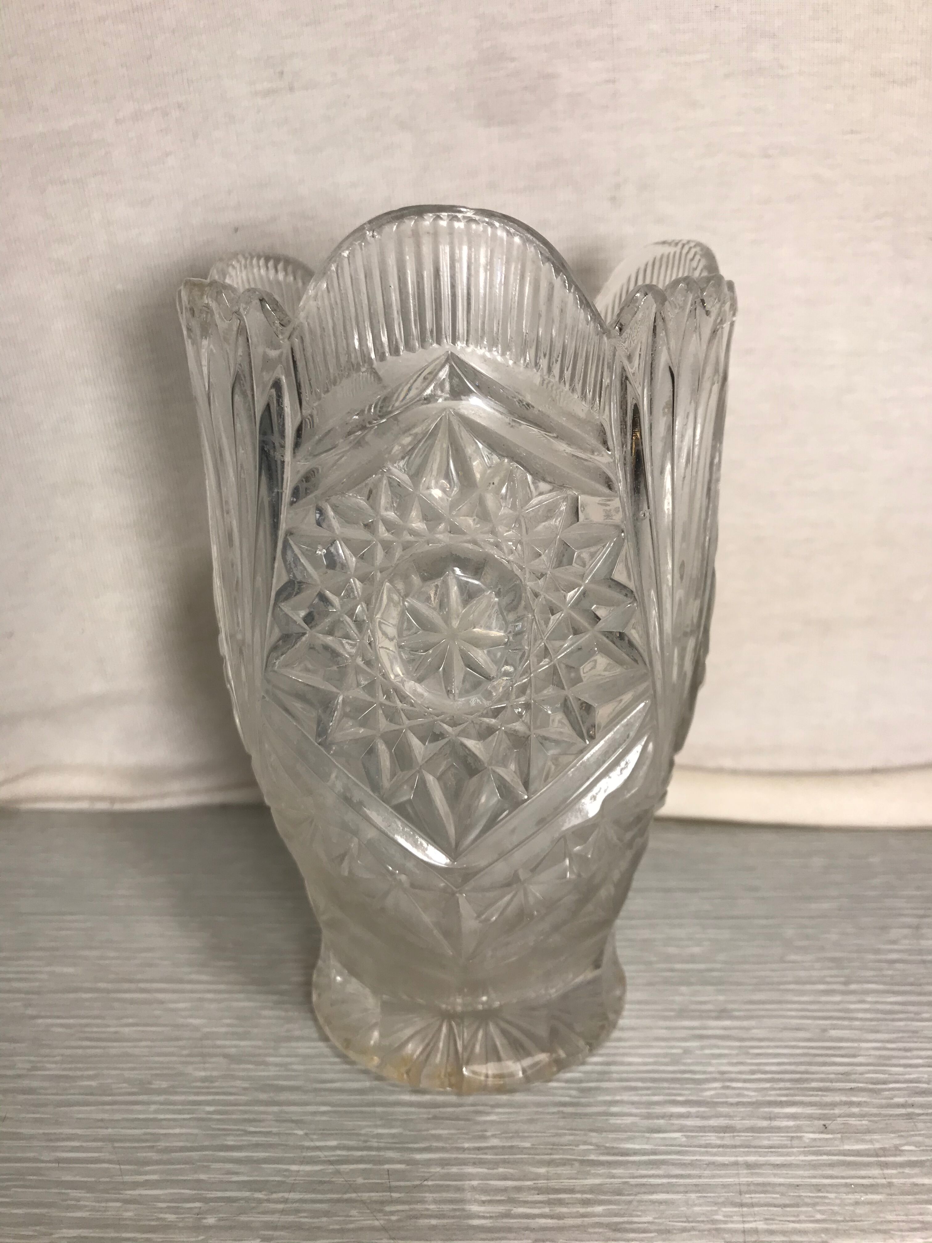 Ancient Crystal Vase Cut Made In France Vintage