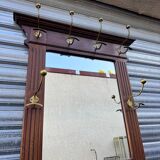 Antique hall coat rack – mirror, hooks & umbrella stand