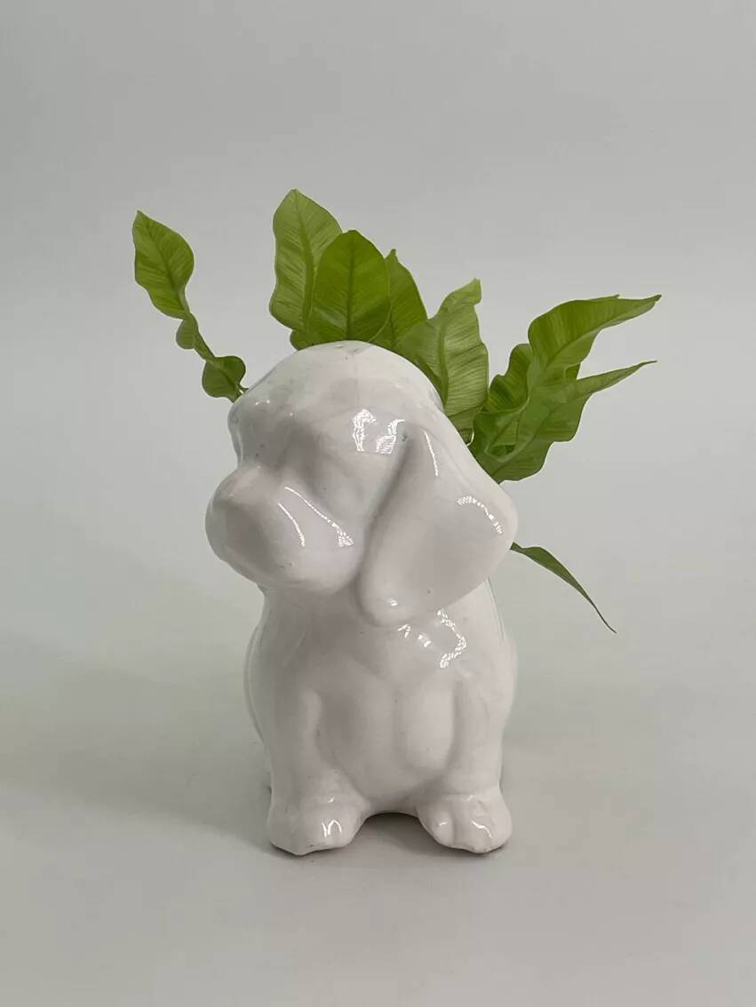 Vintage white porcelain dog planter