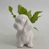 Vintage white porcelain dog planter