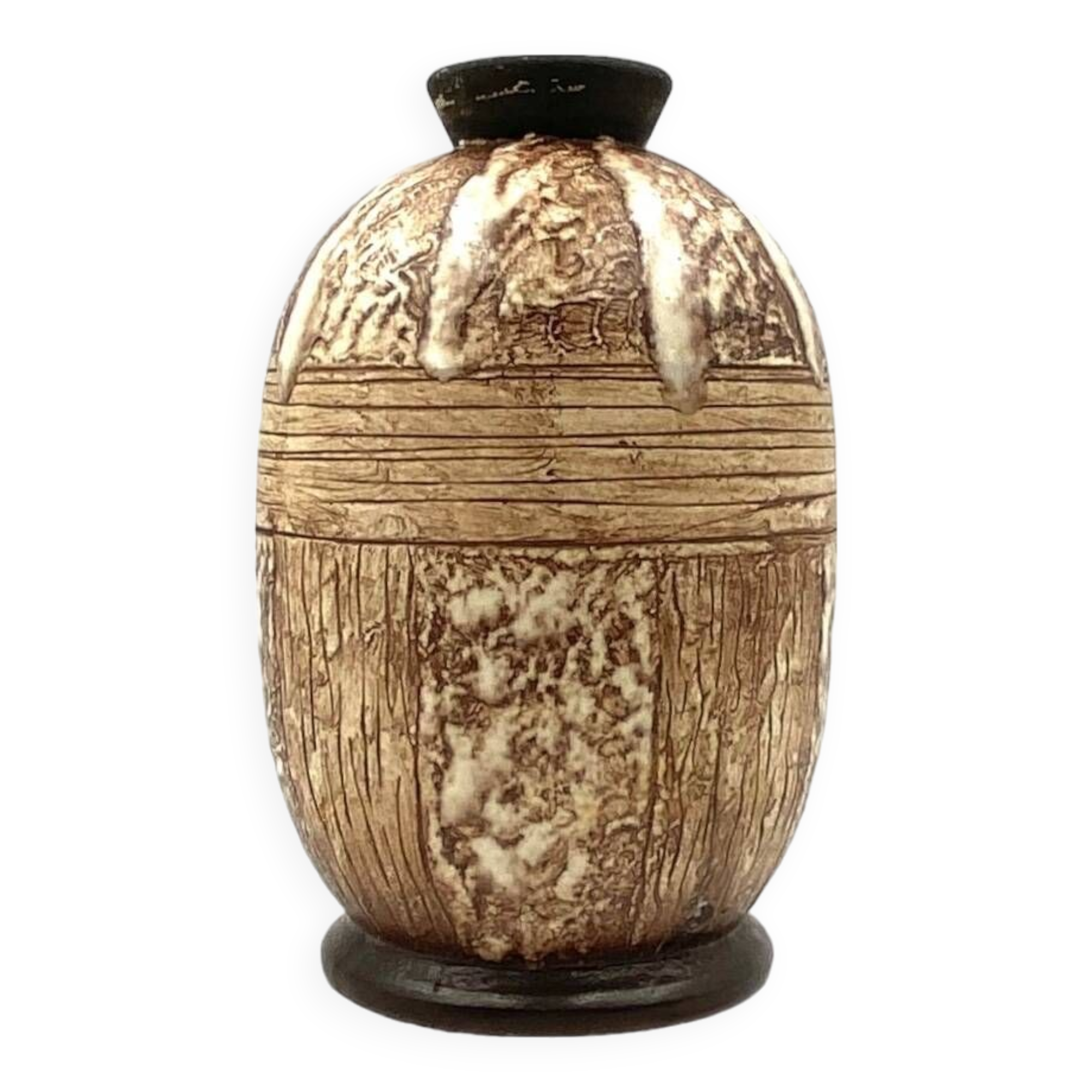 Louis Auguste Dage, Art Deco unique ceramic vase, France 1930