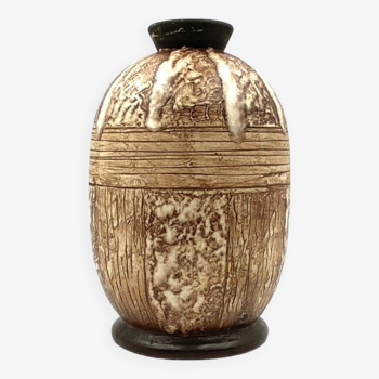 Louis Auguste Dage, Art Deco unique ceramic vase, France 1930