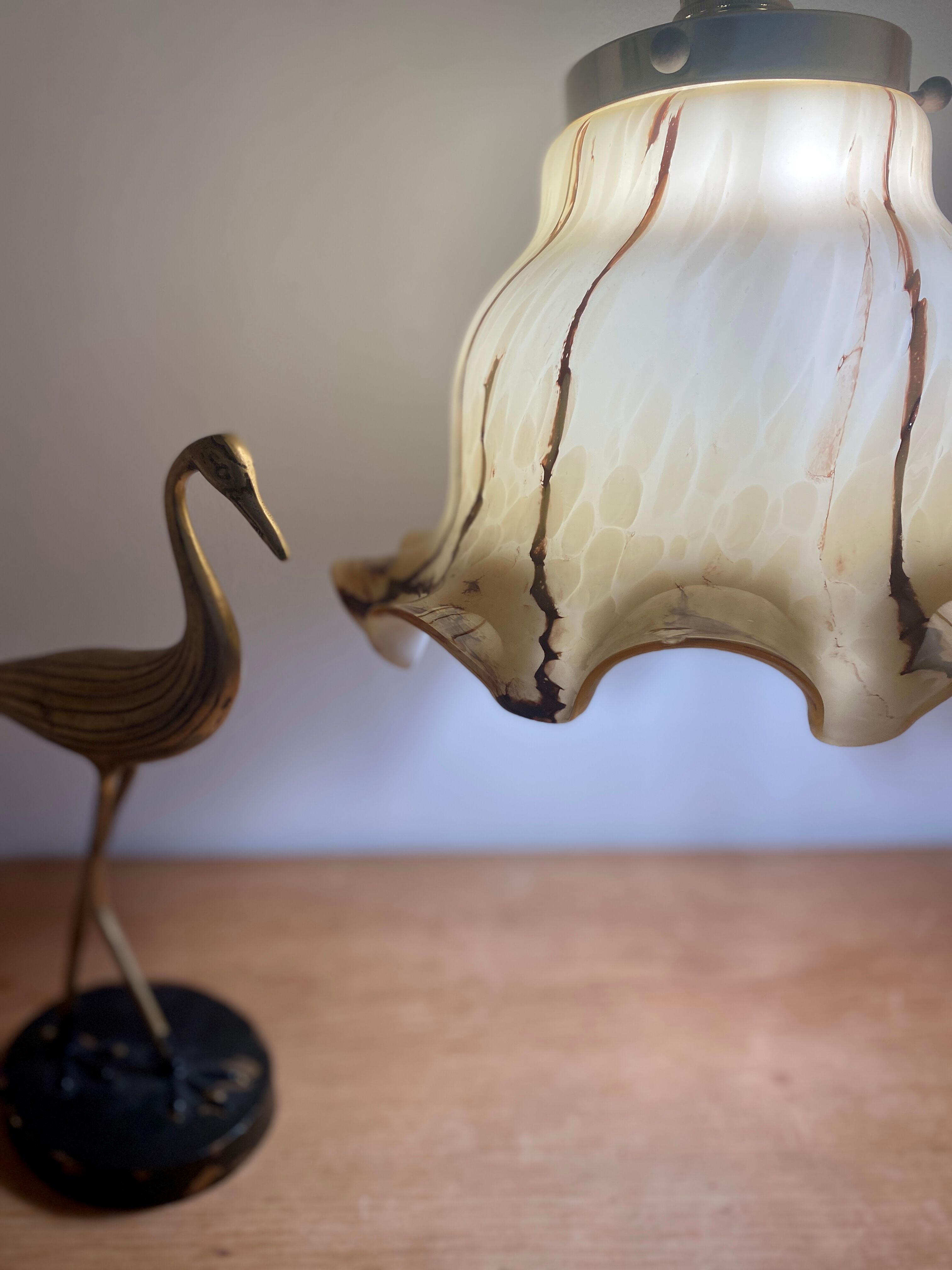 Suspension lamp xxl vintage glass clichy marbled effect