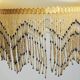 Vintage frosted glass pendant light with beaded fringes - Art Deco lamp