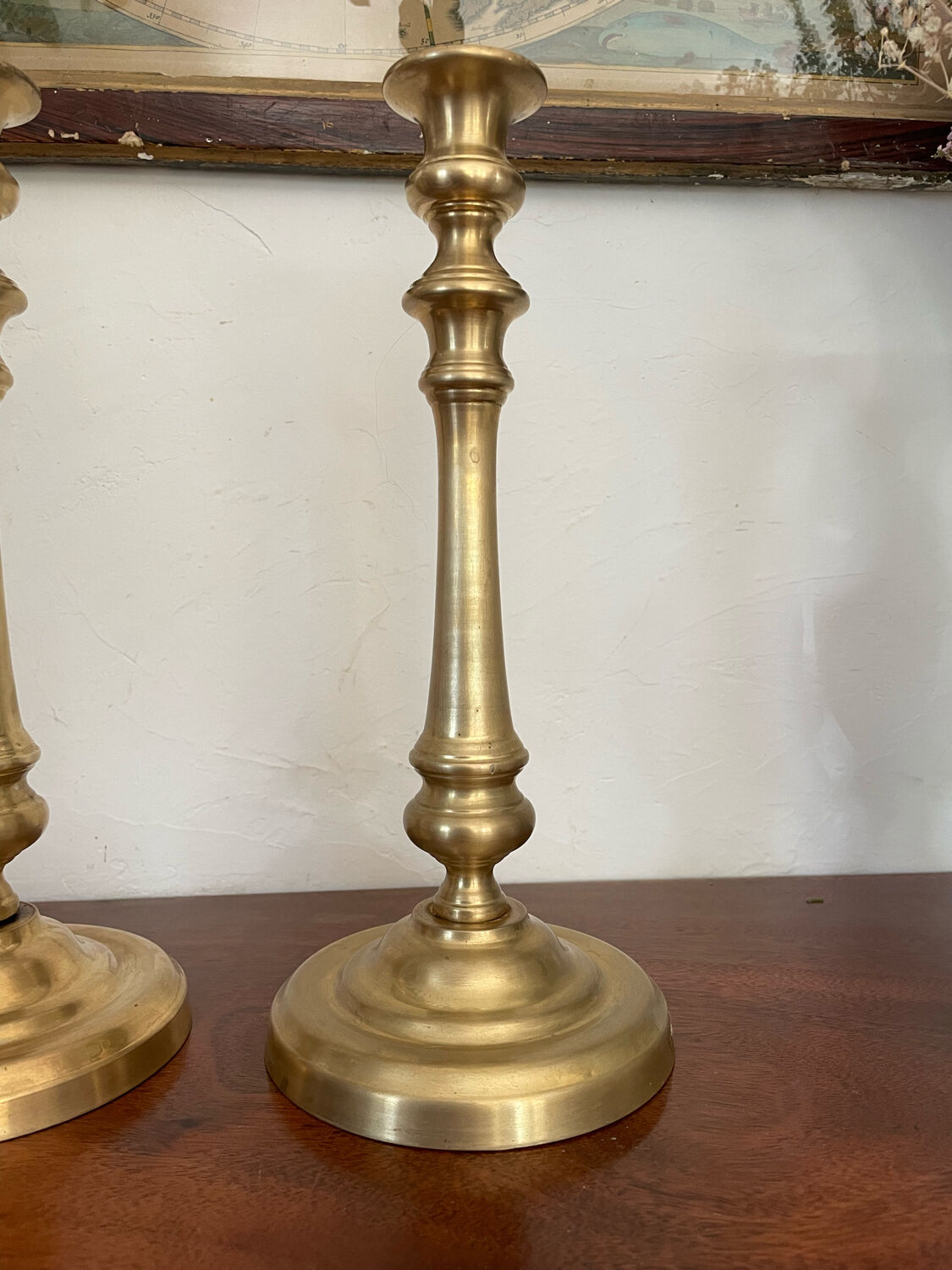 Pair of brass candle holders 28,5cm
