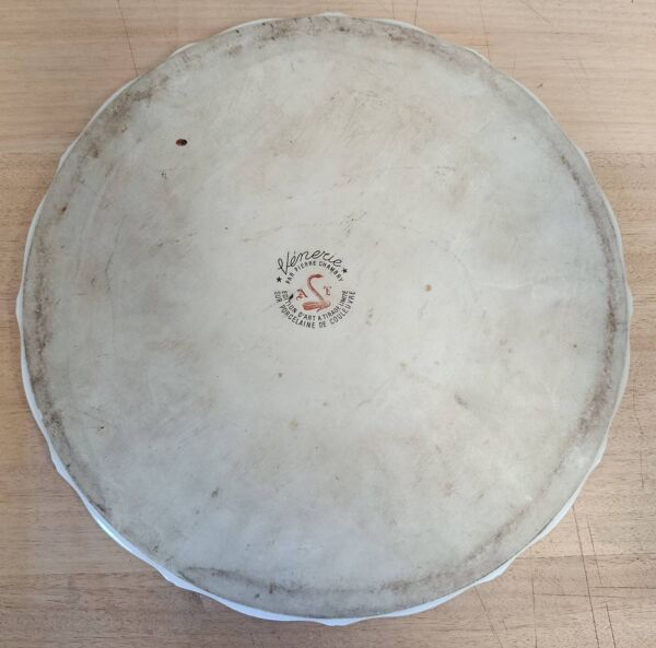Grand plat de service, porcelaine de Couleuvre, Vénerie, Pierre Chambry