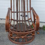 Rocking chair en rotin de 1970