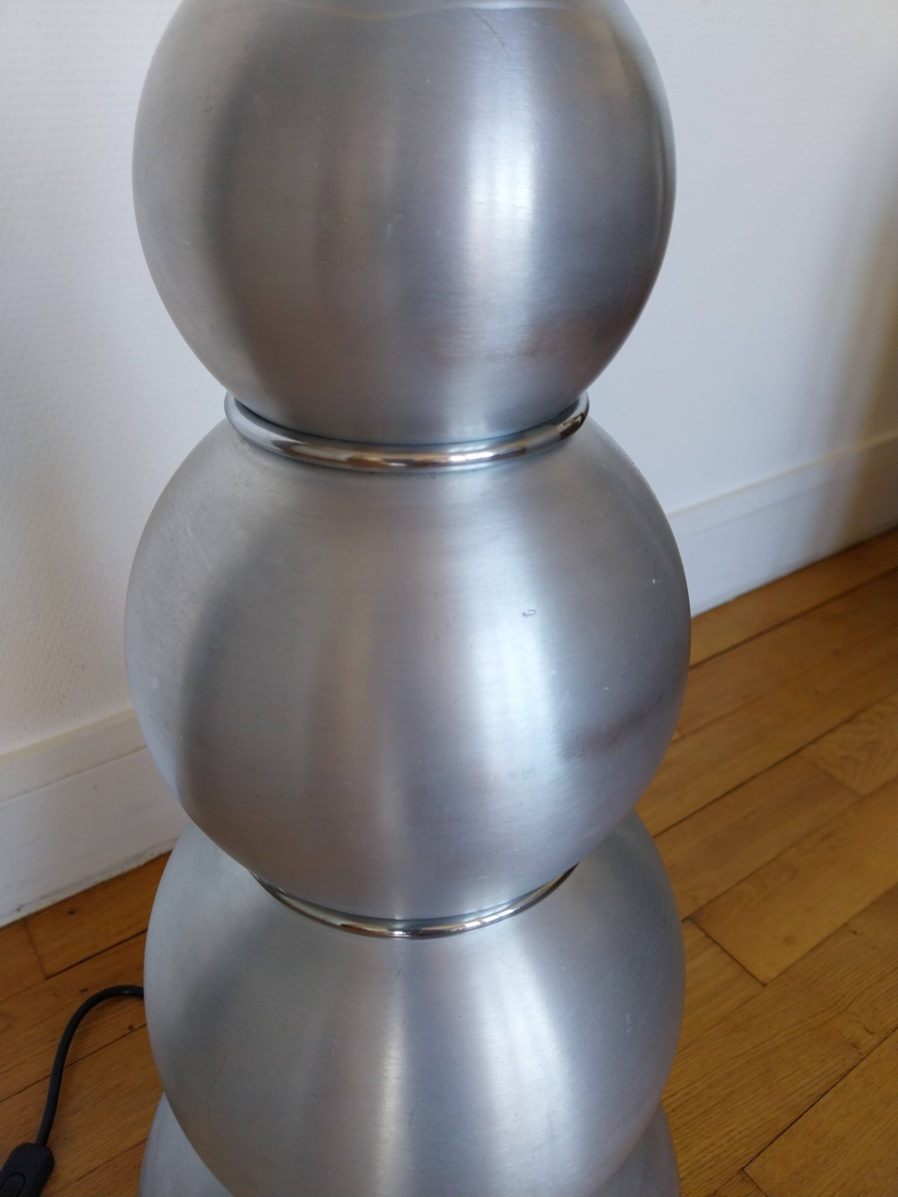 Lampe Bubble en aluminium brossé année 70