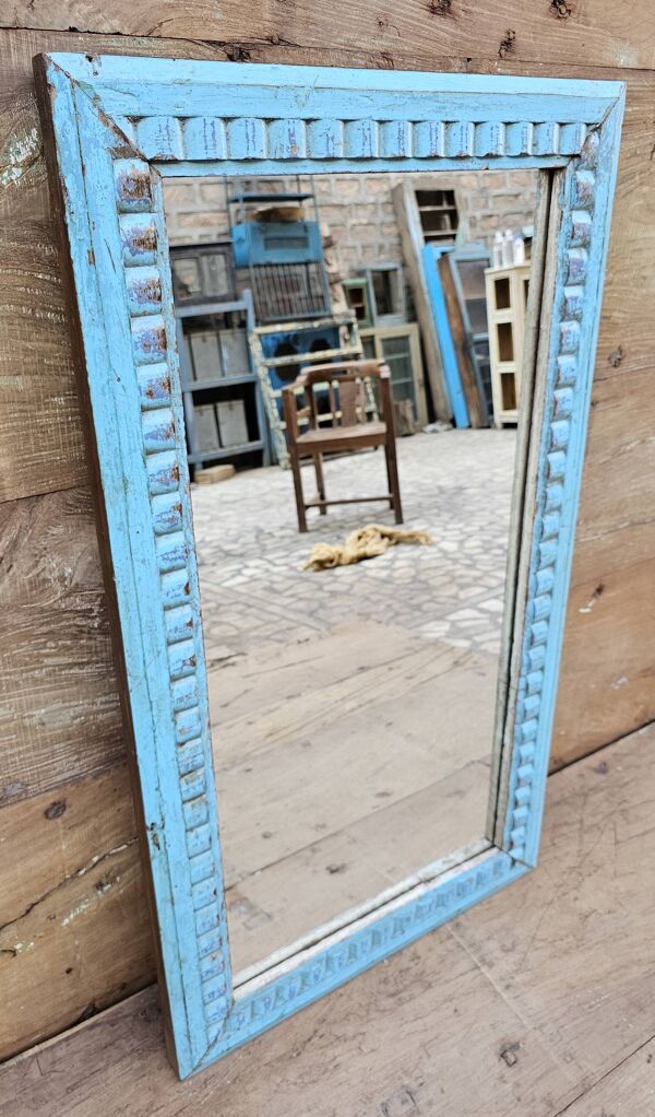 Ancien miroir Art déco en teck birman