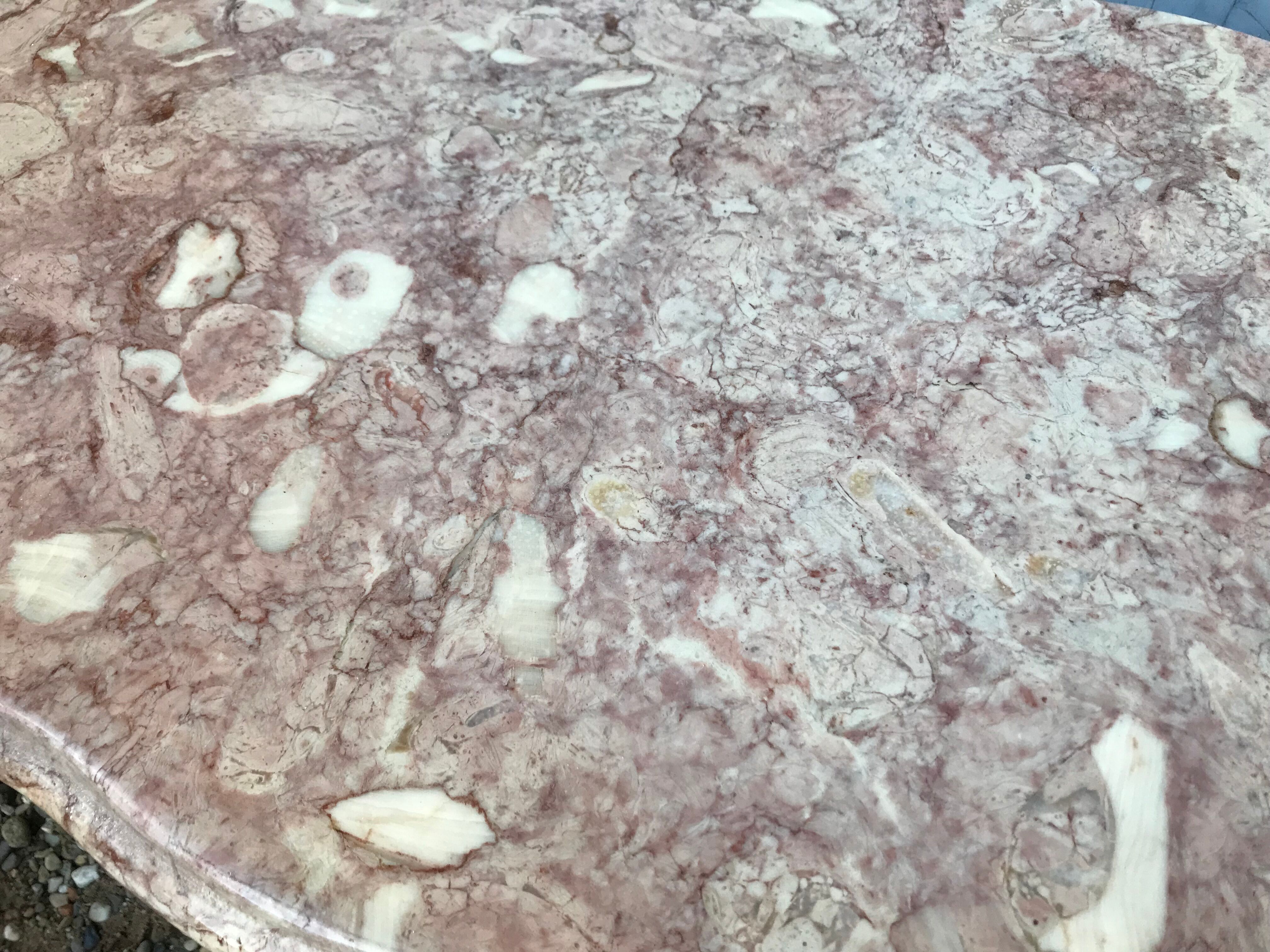 Table low brass and marble Louis XV