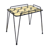 Mosaic and wrought iron side table, compass feet