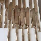 Vintage 1960s Bamboo Brass Cutlery Set