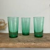 6 vintage emerald green glasses