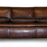 Antique Victorian leather canapé, hand-dyed, 3-4 seats.