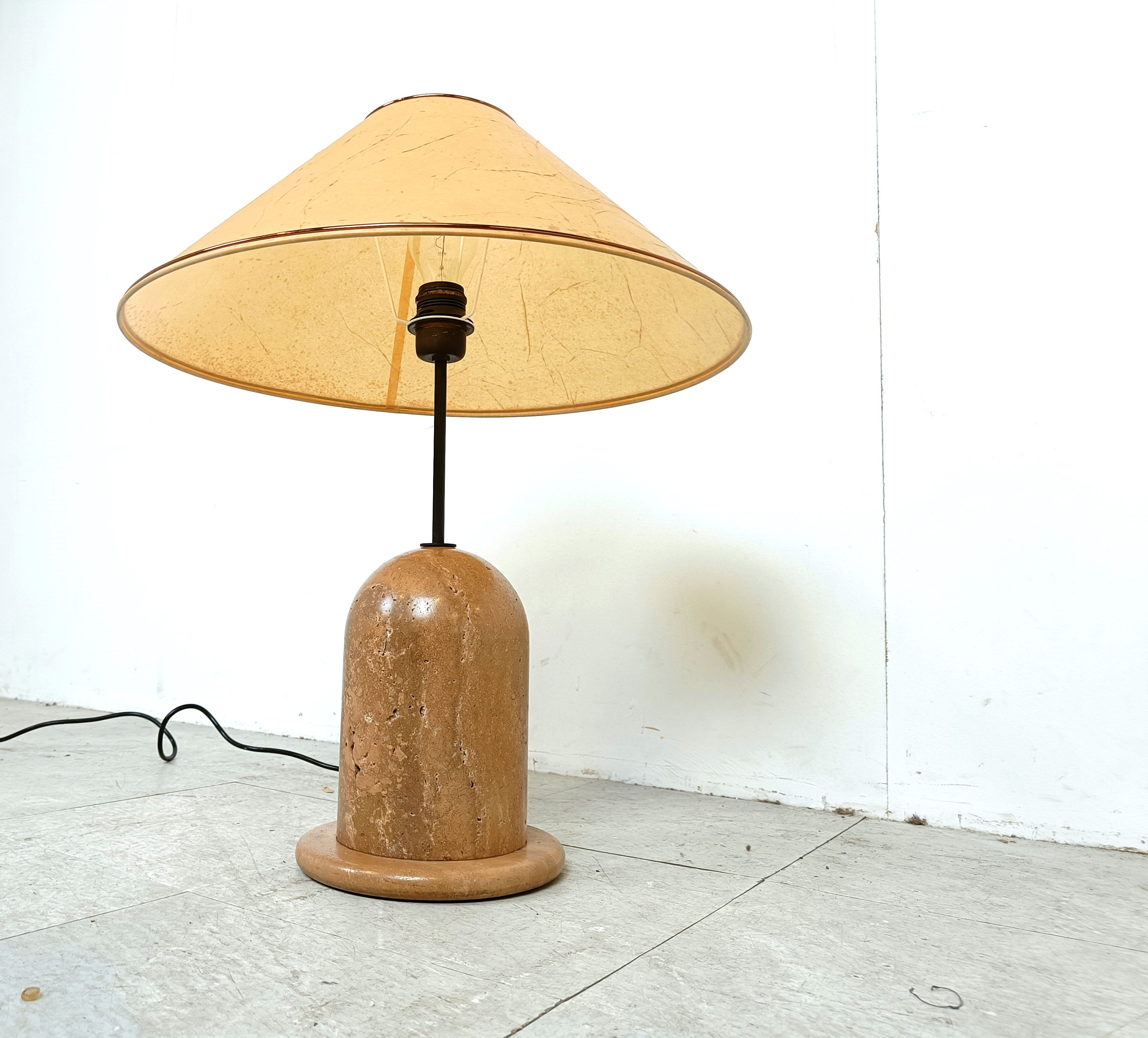 Vintage travertine table lamp, 1970s