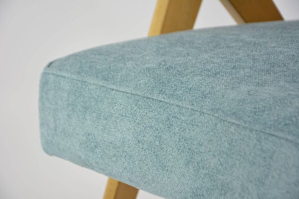 Fauteuil kompas bouclette bleu ciel