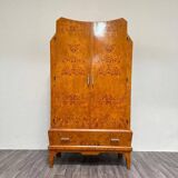 Cubist Art Deco wardrobe in heather wood, 1940s