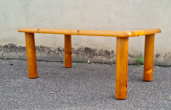 Italian pine and glass coffee table