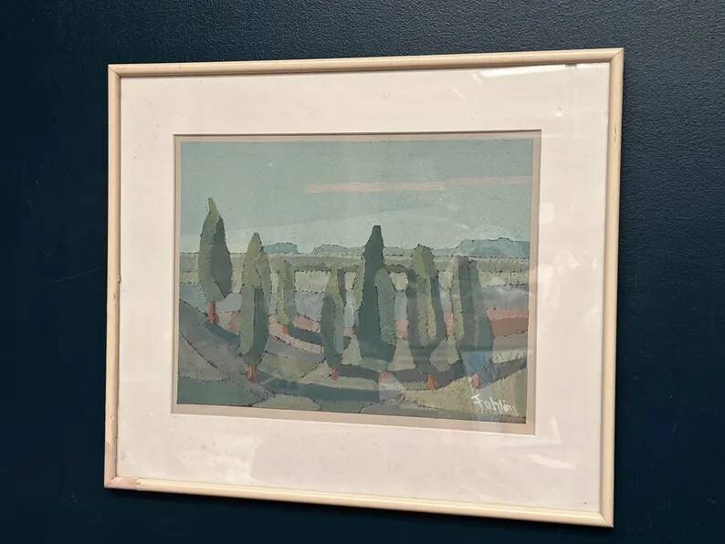 Original Swedish Oil on Paper – “Trees” by Gunnar Fohlin – Signed –