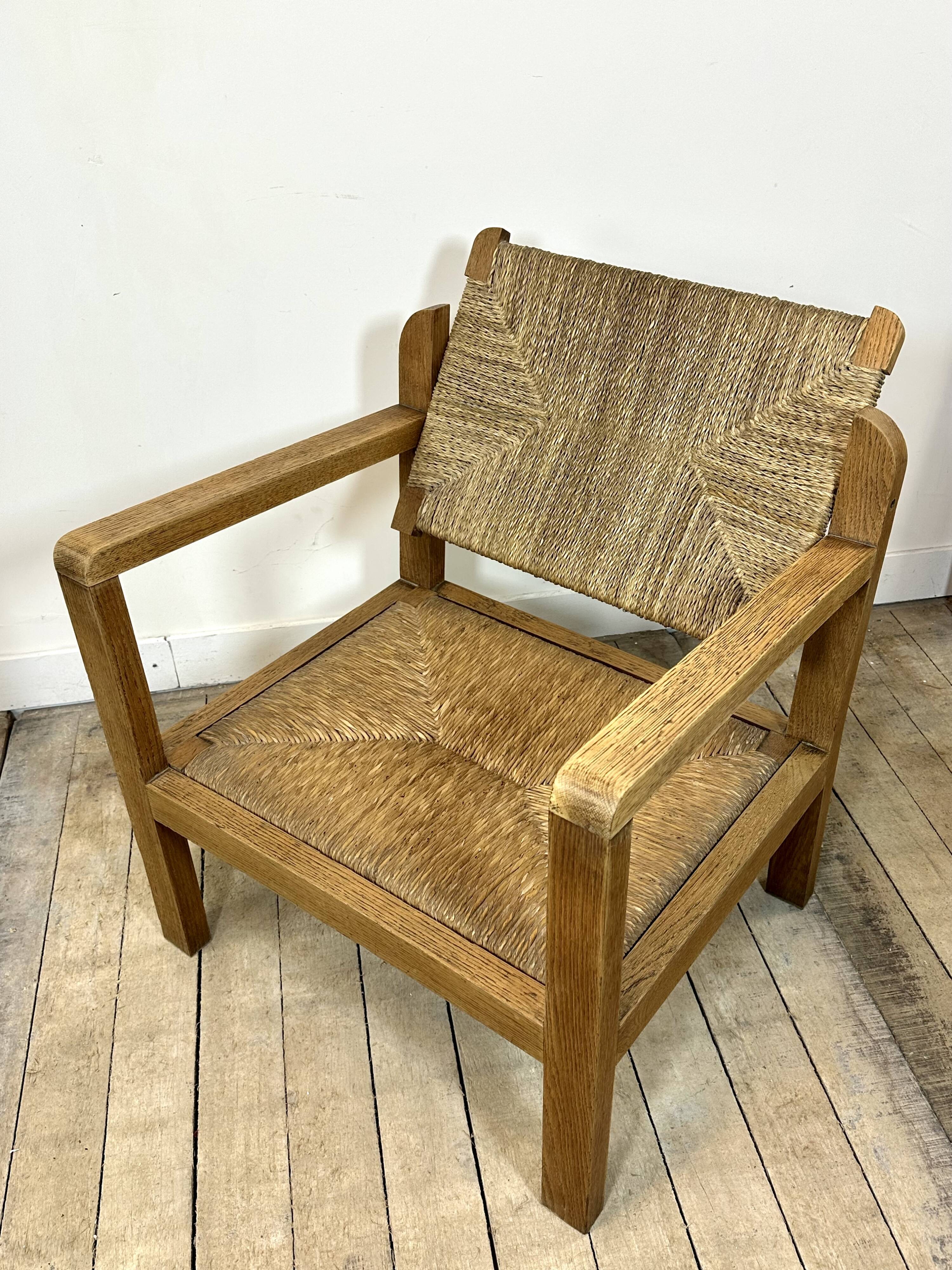 Brutalist armchair in oak 1950s