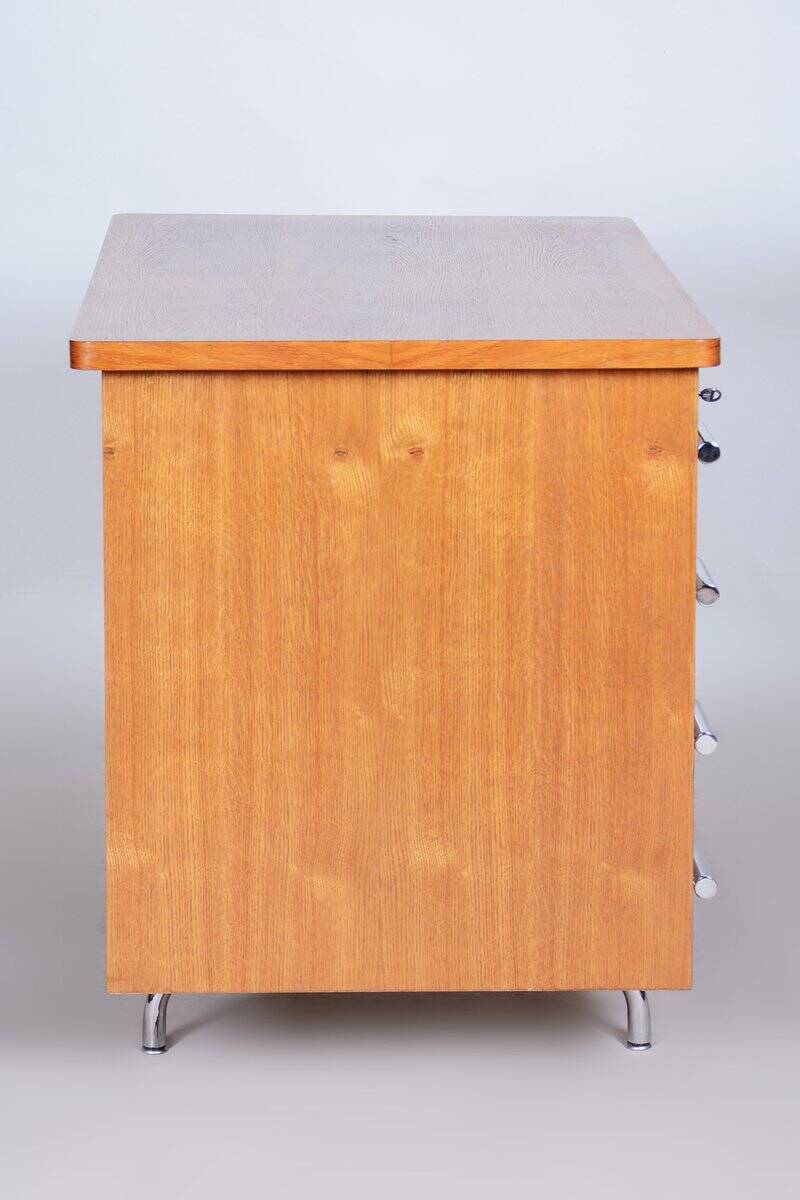 Bauhaus Oak Writing Desk attributed to Jindřich Halabala for Up Závody, 1930s