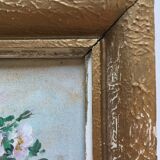 Set of 2 paintings bouquets of flowers with golden frame (signed Morgan)