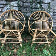 Bamboo rattan armchairs 60s