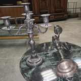 Pair of silver-plated candelabra – Louis XVI style –