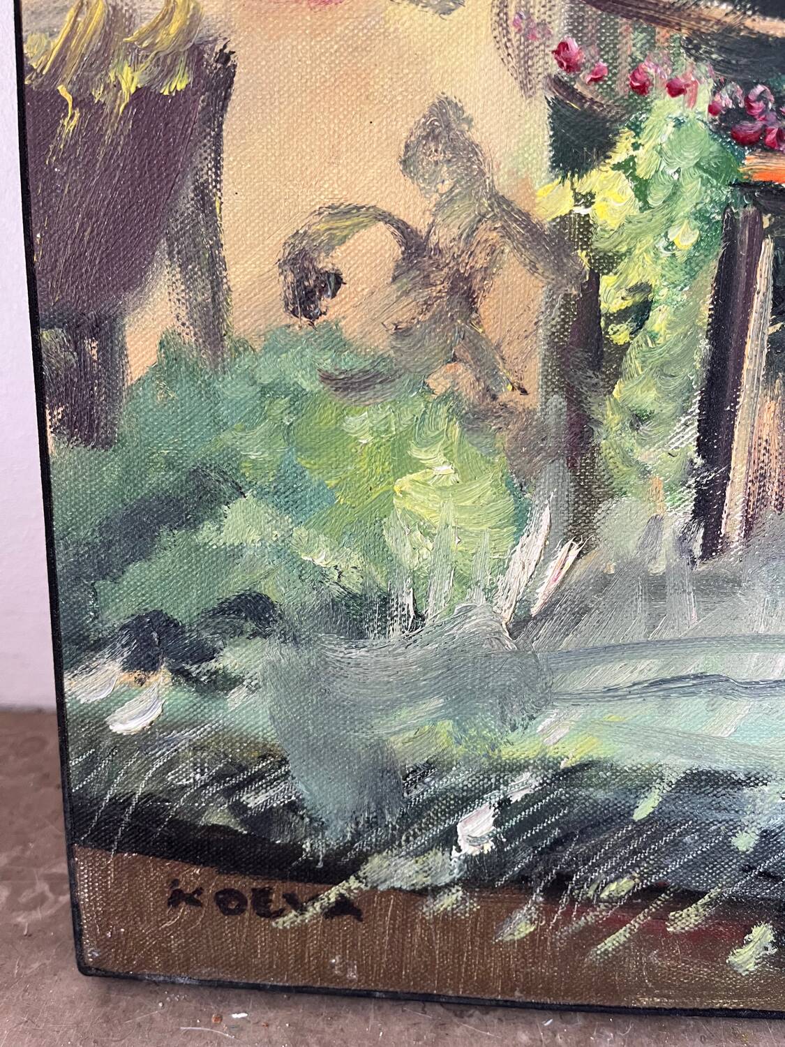 Painting "The Queen's Hamlet" - Versailles, signed