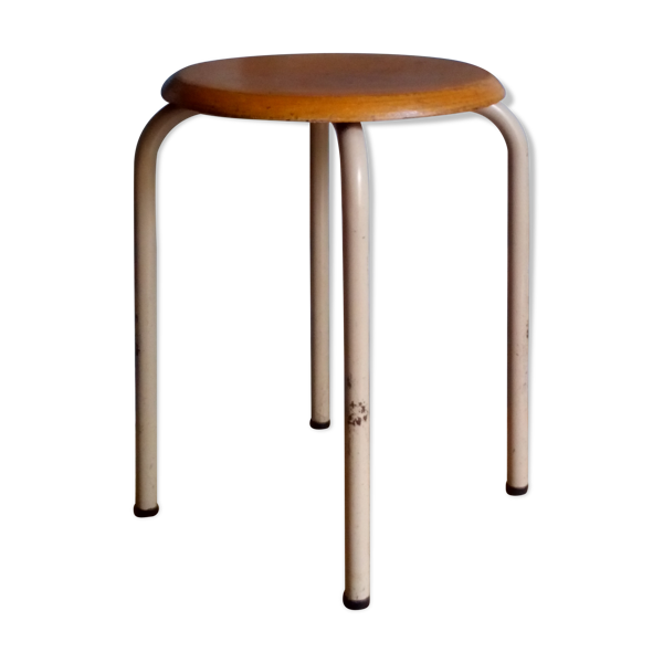 Tabouret d'atelier pieds en tubes métal industriels