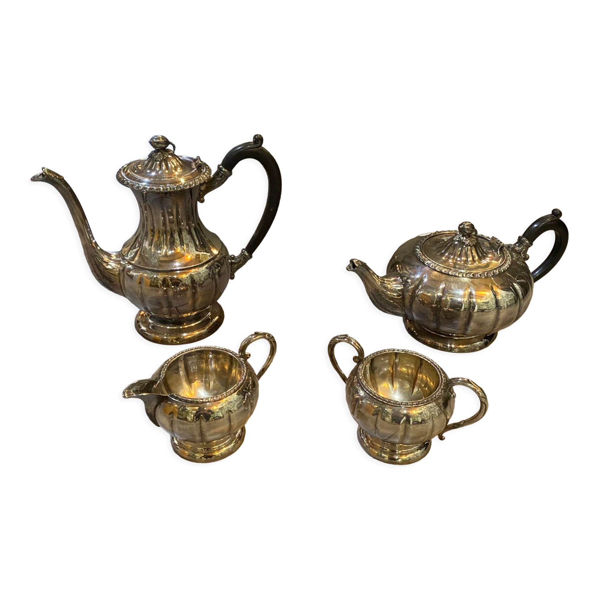 Silver metal tea and coffee set