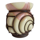 Art Deco vase in marbled glass and wrought iron, 1930s.