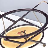 Vintage ebonized beech serving cart with oriental print, italy