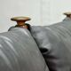 Sturdy Mid-Century Smooth Black Leather Scandinavian 3-Seat Sofa, 1960s