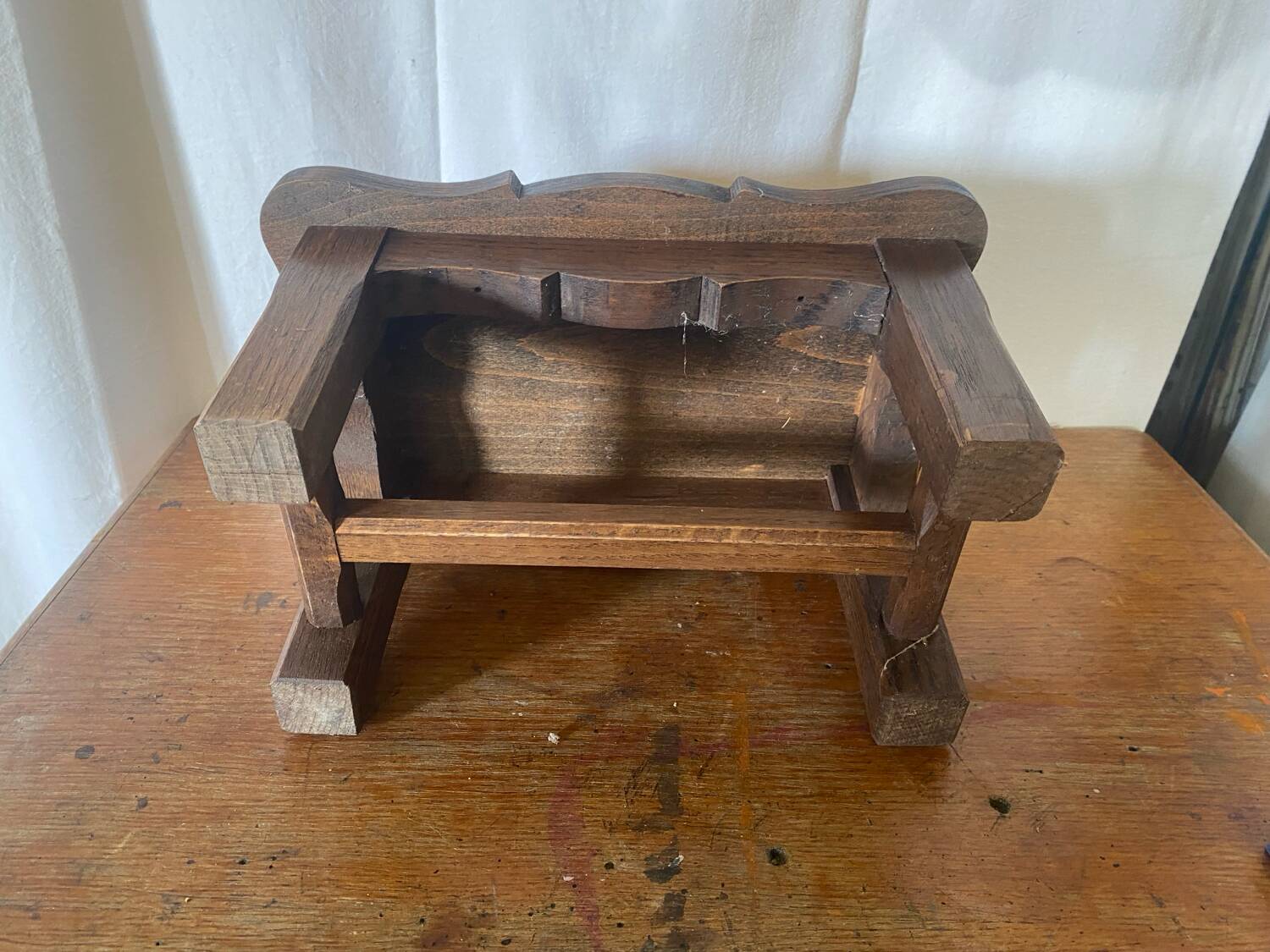 Antique Low Stool Vintage Wood Footrest