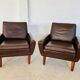 Vintage retro danish mid-century g. thams club chairs in coco brown leather