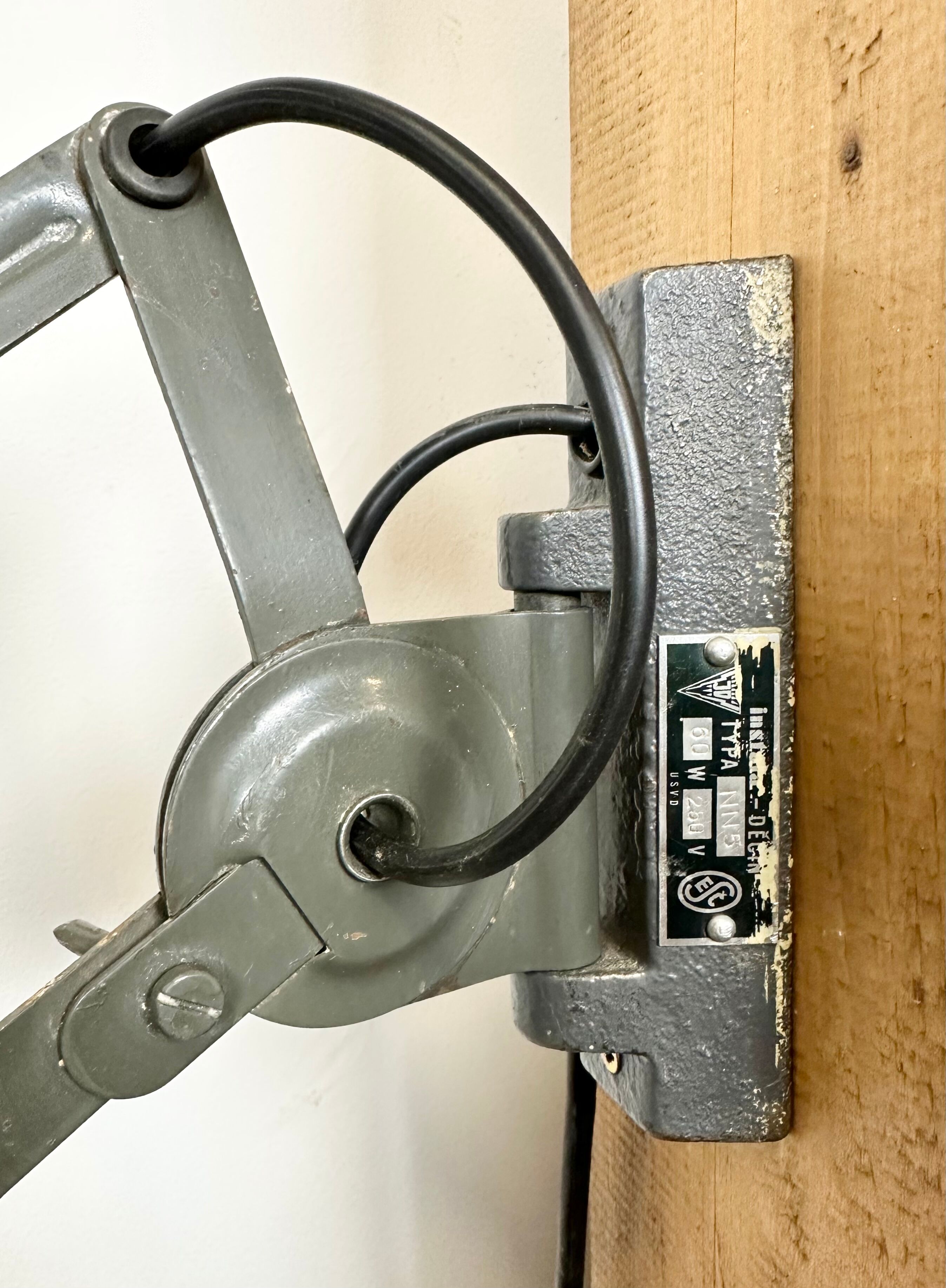 Grey Industrial Scissor Wall Lamp from Elektroinstala, 1960s