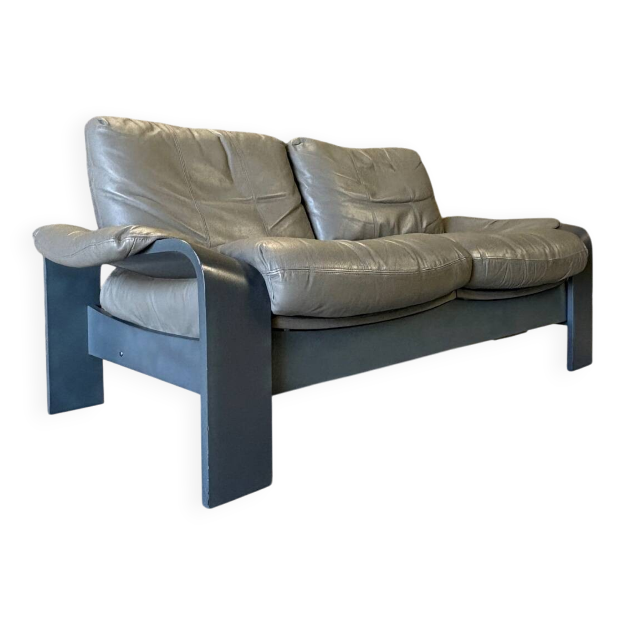 Canapé cuir 2 places Panda par Ake Fribyter pour Nelo Sweden, 1970
