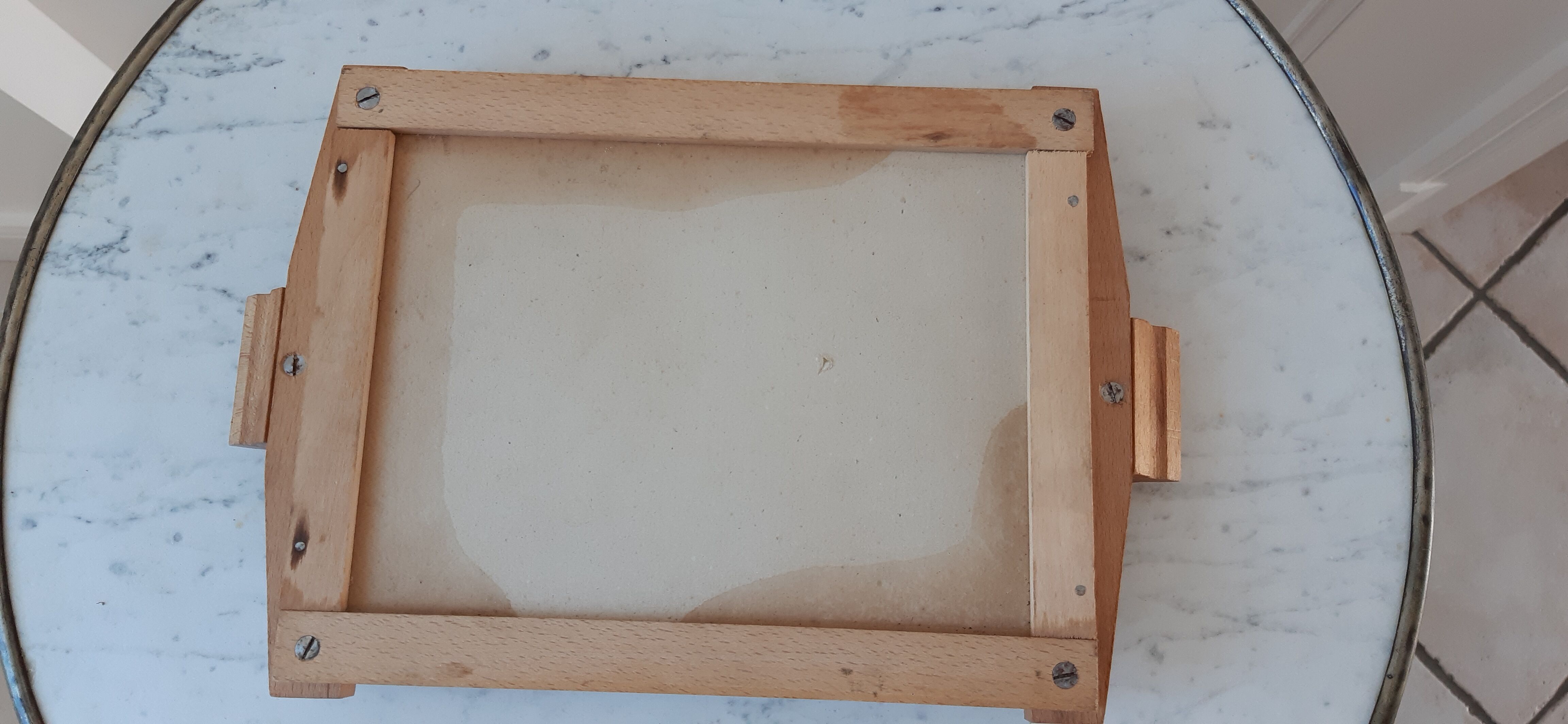 Beech and plexiglass checkerboard top 60s